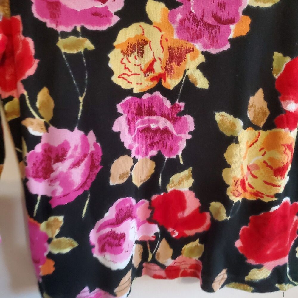VTG SML Petite Cotton Black Floral Beaded Top Size M 90S Whimsigoth Fairy Grunge - Picture 3 of 11